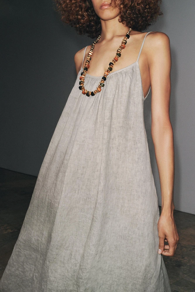 100% LINEN STRAPPY DRESS ZW COLLECTION
