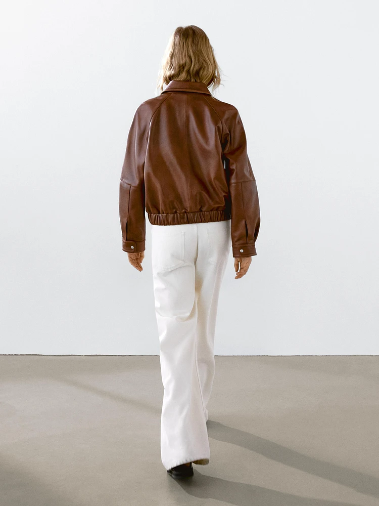 Blouson en cuir nappa enduit