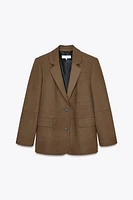 STRAIGHT FIT FAUX SUEDE BLAZER