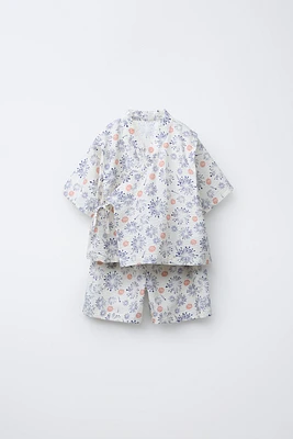 9-18 MOIS/ ENSEMBLE IMPRIMÉ KIMONO ET BERMUDA
