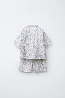 9-18 MOIS/ ENSEMBLE IMPRIMÉ KIMONO ET BERMUDA