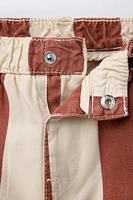 STRIPED TWILL BAGGY PANTS