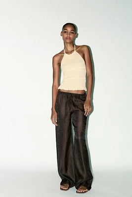 WRINKLED SEMI-SHEER PANTS