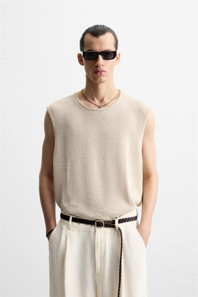 LINEN KNIT T-SHIRT