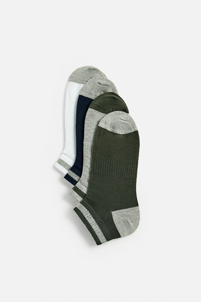 LOT DE 4 PAIRES CHAUSSETTES COURTES CONTRASTÉES