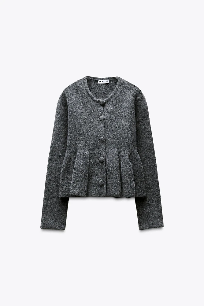 PEPLUM KNIT CARDIGAN