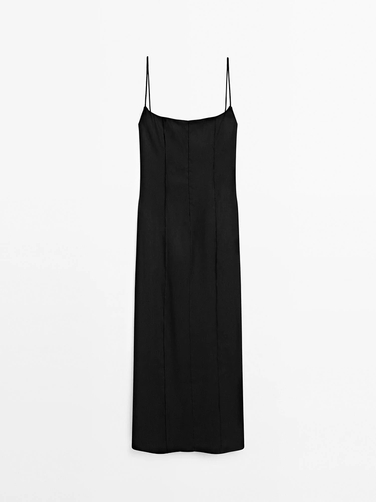 Strappy linen midi dress