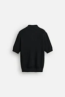OPEN TEXTURED KNIT POLO SHIRT