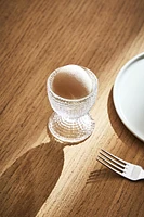 GLASS EGG CUP WITH RAISED DETAIL