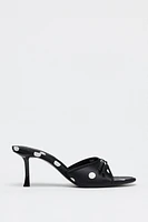 SATIN EFFECT POLKA DOT SANDALS