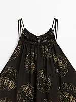 Ramie blend long print dress