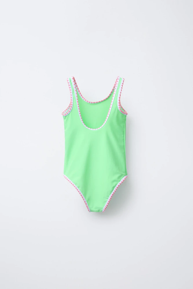 6-14 ANS / MAILLOT DE BAIN À FINITIONS CONTRASTÉES