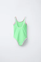 6-14 ANS / MAILLOT DE BAIN À FINITIONS CONTRASTÉES