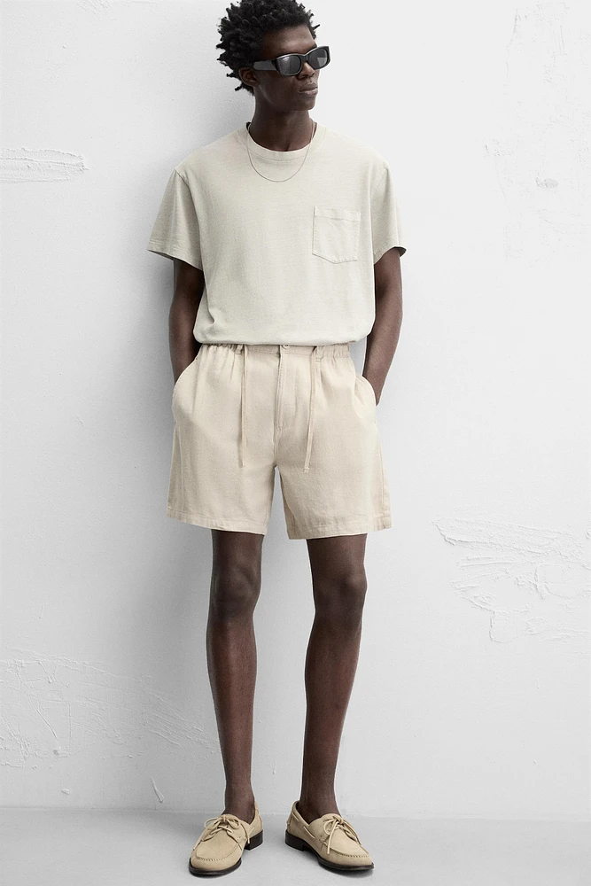 BERMUDA EN COTON ET LIN