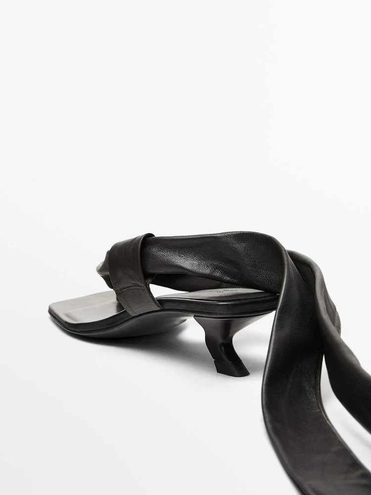 Sandales à talon avec nœud en cuir - Limited Edition