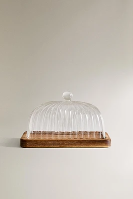 BEURRIER EN BOIS BOROSILICATÉ