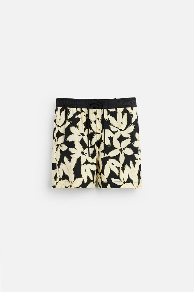 SHORT DE BAIN LONG À IMPRIMÉ FLORAL
