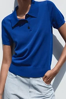 TOP POLO EN MAILLE À MANCHES COURTES