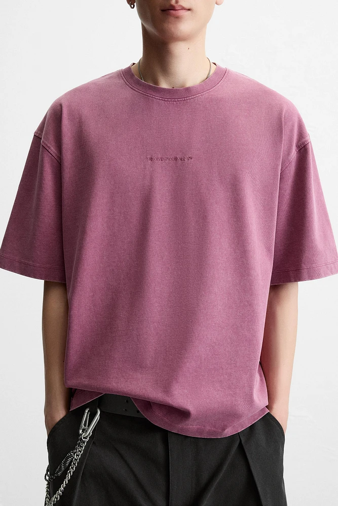 WASHED EMBROIDERED T-SHIRT