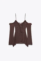 RUFFLED COLD-SHOULDER TOP