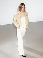 Short leather jacket with stud details