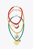 3-PACK CORD CHARM NECKLACES