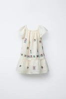 TEXTURED EMBROIDERED DRESS