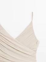 Draped tulle swimsuit