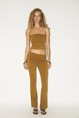 PANTALON FLARE TAILLE DRAPÉE
