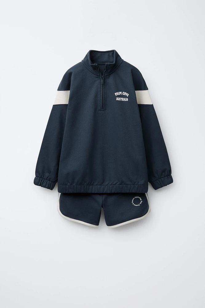 ENSEMBLE SWEAT ET BERMUDA SPORTY