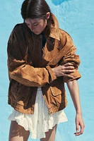 100% SUEDE BOMBER JACKET WITH POCKETS