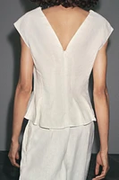 100% LINEN PLEATED TOP ZW COLLECTION