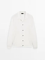 Cotton blend polo collar cardigan