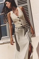 LINEN MIDI SKIRT