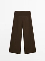 High-waist wide-leg linen trousers