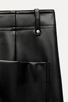 FAUX LEATHER WIDE LEG PANTS ZW COLLECTION