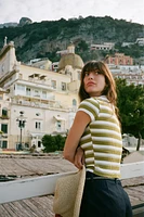 STRIPED RIBBED POLO SHIRT