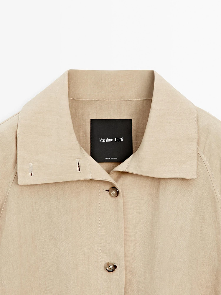 Veste bomber lin à col montant