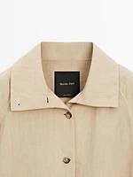 Veste bomber lin à col montant