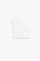 ASYMMETRIC RUFFLED GAUZE TOP