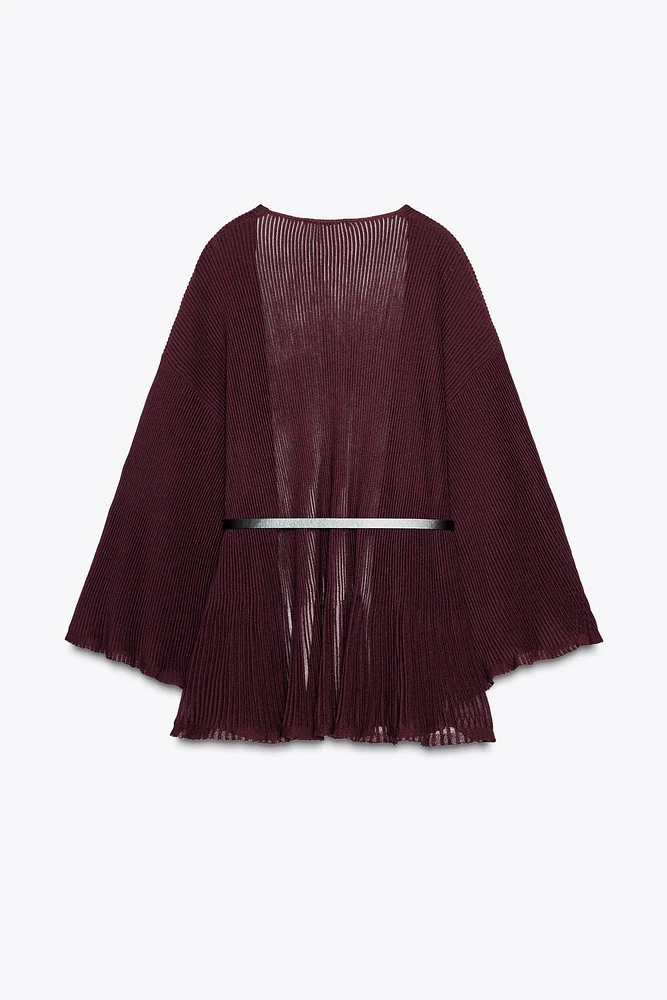 GILET EN MAILLE CÔTELÉE CEINTURE