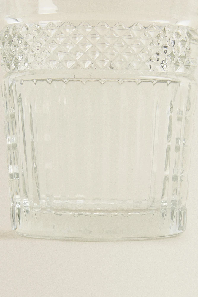 RAISED DESIGN GLASS TUMBLER