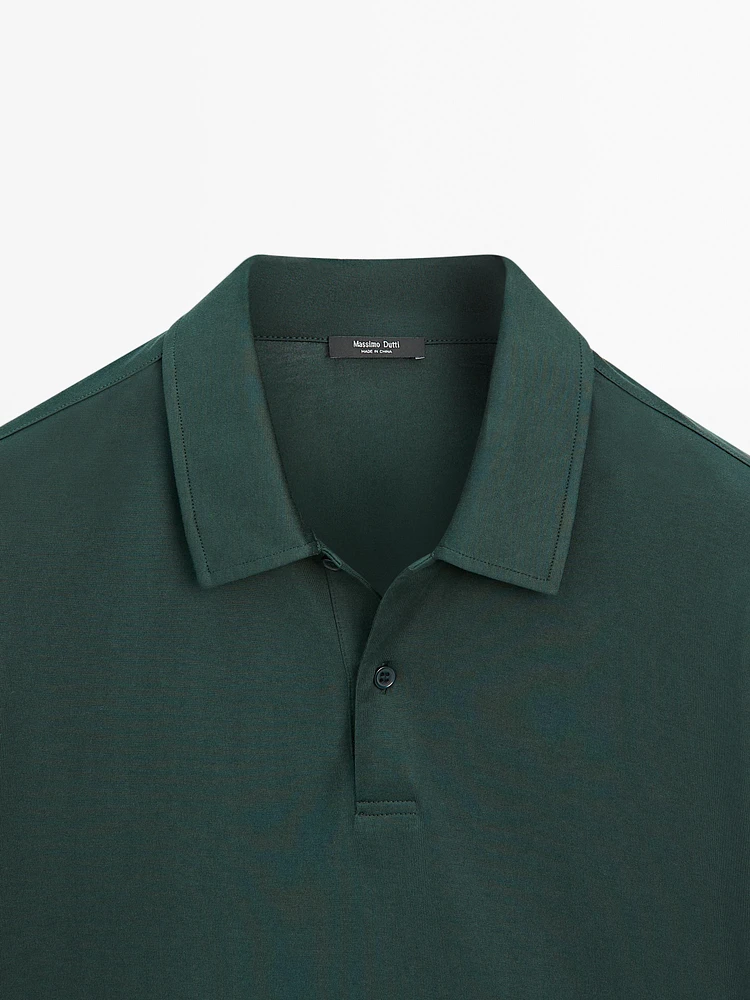 Slim fit cotton blend polo shirt