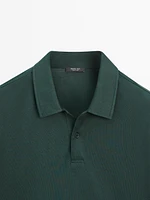 Slim fit cotton blend polo shirt