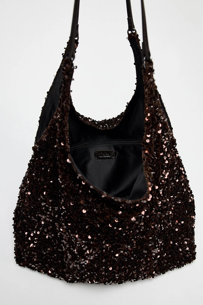 FLOWY SEQUIN TOTE BAG