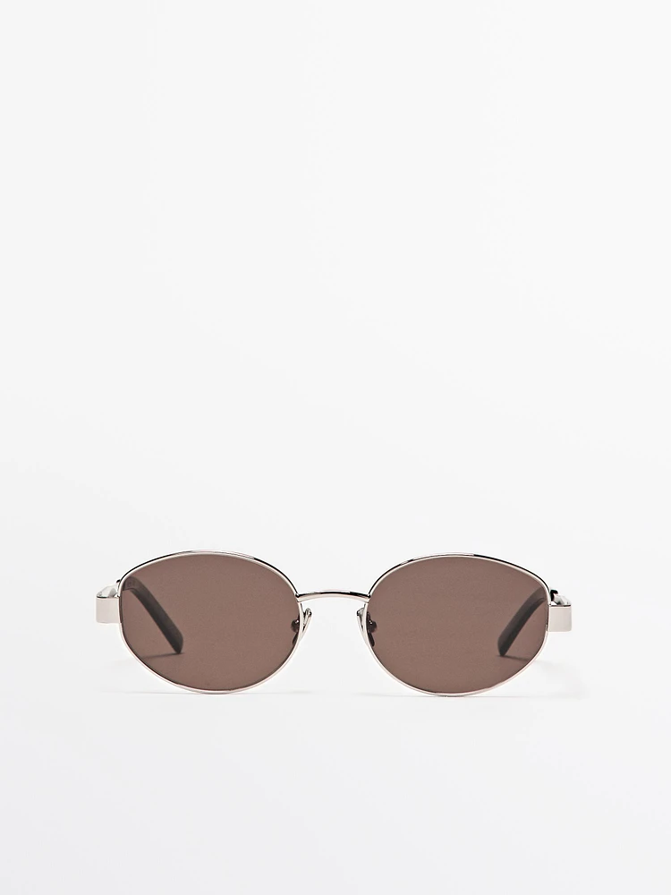 Lunettes de soleil ovales métalliques