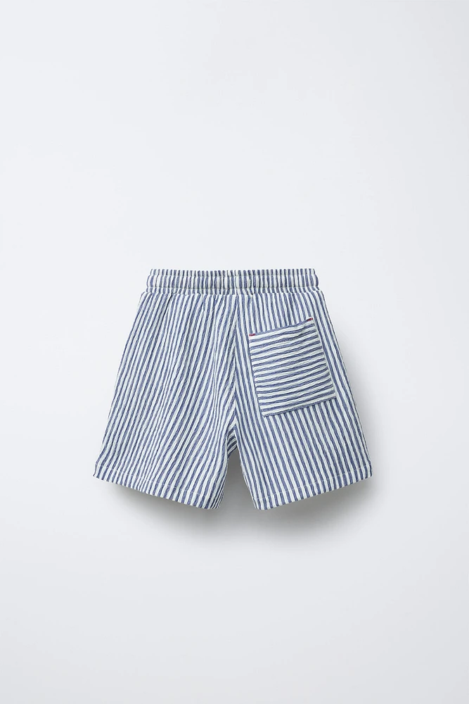 STRIPED TEXTURED SHORTS