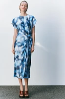 SATIN EFFECT TIE-DYE MIDI DRESS