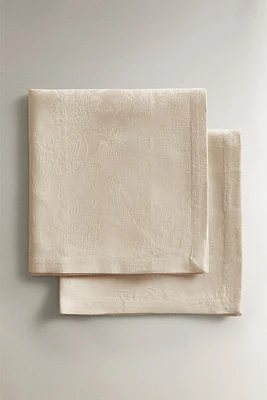 SERVIETTES DE TABLE JACQUARD FLEURS (LOT 2)