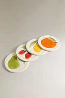 LOT DESSOUS DE VERRE GRÈS FRUITS (LOT DE 4)